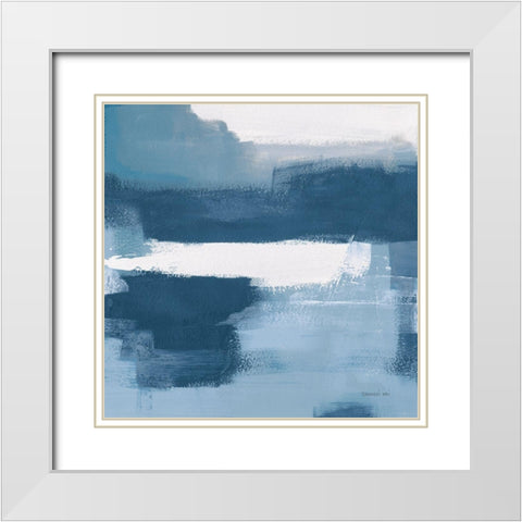 Escalante Mood Blue and White Sq White Modern Wood Framed Art Print with Double Matting by Nai, Danhui