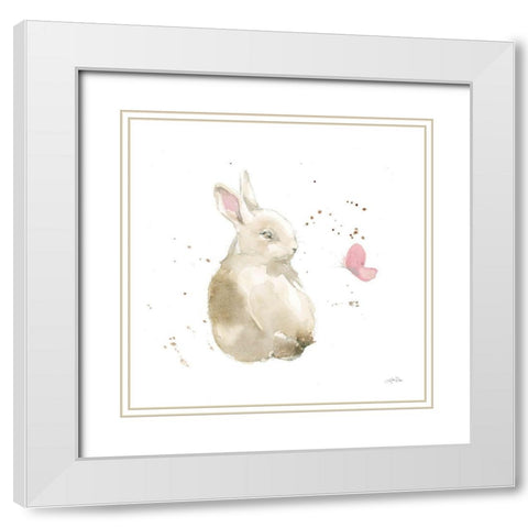 Dreaming Bunny II White Modern Wood Framed Art Print with Double Matting by Pete, Katrina