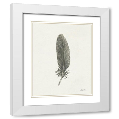 Springtime Feather II White Modern Wood Framed Art Print with Double Matting by Miller, Sara Zieve