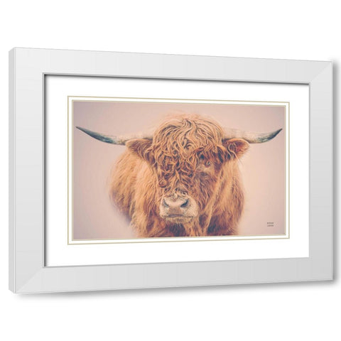 Highland in the Winter Fog White Modern Wood Framed Art Print with Double Matting by Larson, Nathan