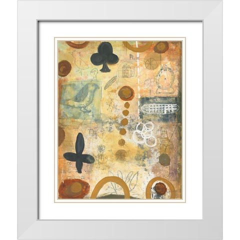 Bird in Hand Abstract White Modern Wood Framed Art Print with Double Matting by Warrick, Cheryl