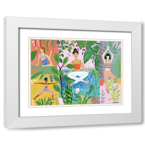 Yoga with Plants I White Modern Wood Framed Art Print with Double Matting by Zaman, Farida