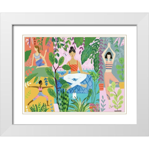 Yoga with Plants I White Modern Wood Framed Art Print with Double Matting by Zaman, Farida
