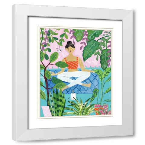 Yoga with Plants II White Modern Wood Framed Art Print with Double Matting by Zaman, Farida