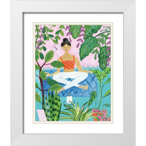 Yoga with Plants II White Modern Wood Framed Art Print with Double Matting by Zaman, Farida