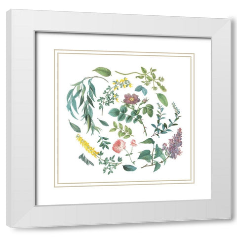 Victorian Garden Bright I White Modern Wood Framed Art Print with Double Matting by Wild Apple Portfolio