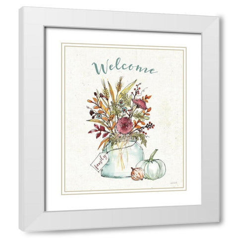 Festive Foliage III Welcome White Modern Wood Framed Art Print with Double Matting by Tavoletti, Anne