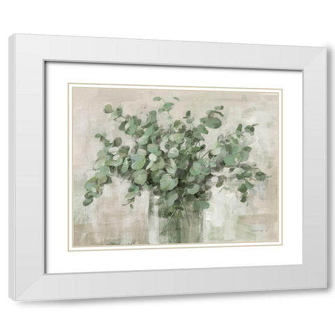 Scented Eucalyptus Neutral White Modern Wood Framed Art Print with Double Matting by Nai, Danhui