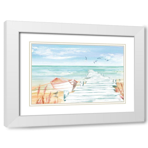 Ocean Breeze I White Modern Wood Framed Art Print with Double Matting by June, Dina