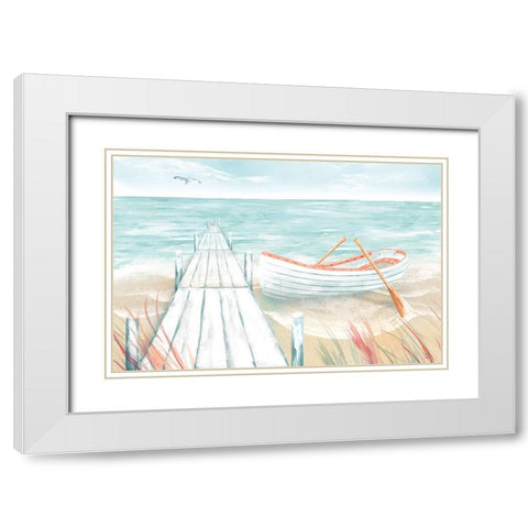 Ocean Breeze II White Modern Wood Framed Art Print with Double Matting by June, Dina