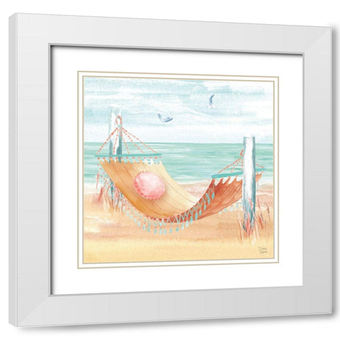 Ocean Breeze V White Modern Wood Framed Art Print with Double Matting by June, Dina