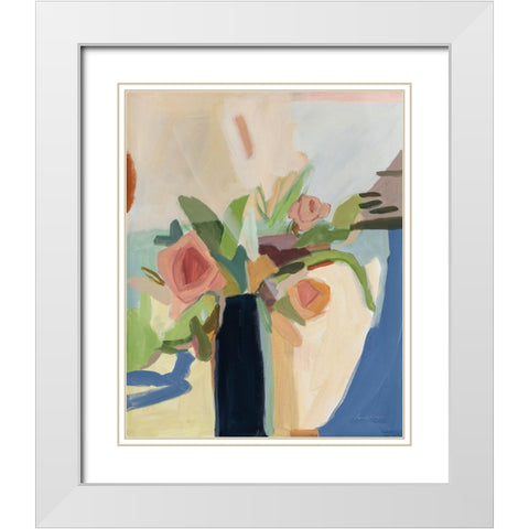 Black Vase White Modern Wood Framed Art Print with Double Matting by Munger, Pamela