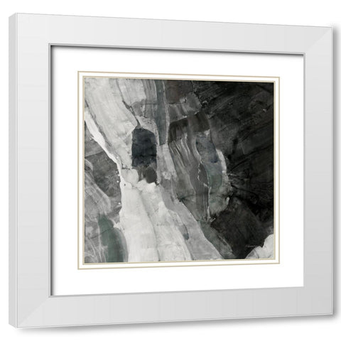 Rocky Ravine BW White Modern Wood Framed Art Print with Double Matting by Hristova, Albena