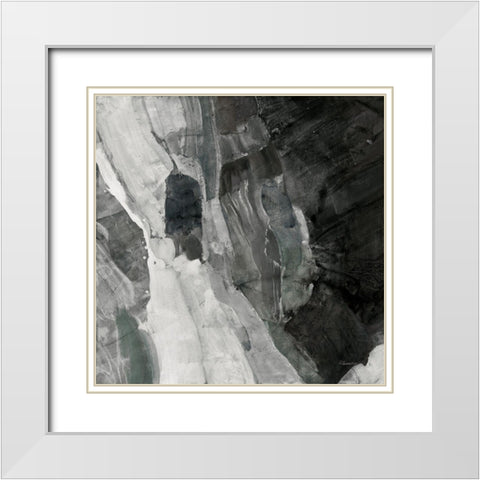 Rocky Ravine BW White Modern Wood Framed Art Print with Double Matting by Hristova, Albena