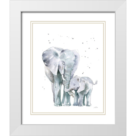 Mama Elephant White Modern Wood Framed Art Print with Double Matting by Pete, Katrina