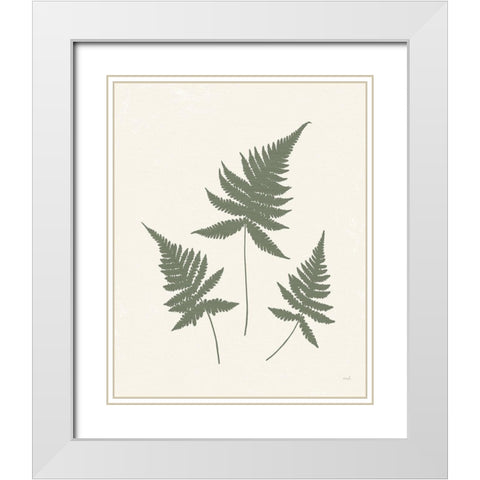 Forest Shadows IV Green on Cream Crop White Modern Wood Framed Art Print with Double Matting by Hershey, Moira