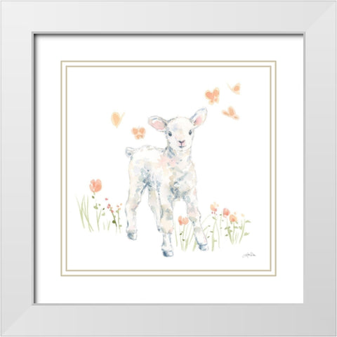 Spring Lambs I White Modern Wood Framed Art Print with Double Matting by Pete, Katrina