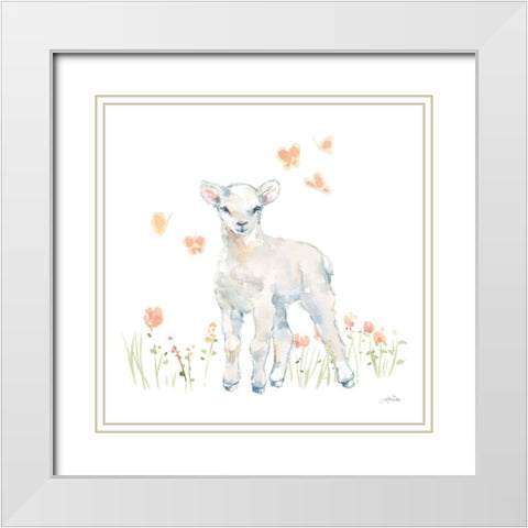 Spring Lambs II White Modern Wood Framed Art Print with Double Matting by Pete, Katrina