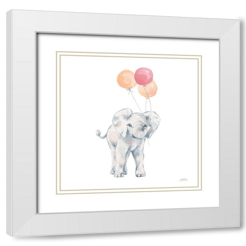 Elephant Celebration White Modern Wood Framed Art Print with Double Matting by Pete, Katrina
