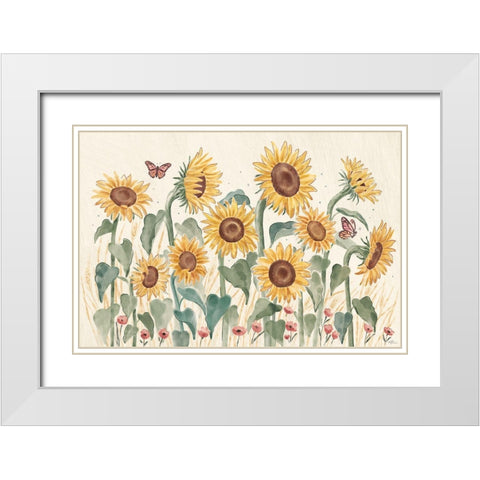 Sunflower Season I Bright White Modern Wood Framed Art Print with Double Matting by Penner, Janelle