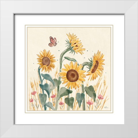 Sunflower Season II Bright White Modern Wood Framed Art Print with Double Matting by Penner, Janelle