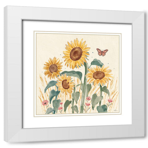 Sunflower Season III Bright White Modern Wood Framed Art Print with Double Matting by Penner, Janelle