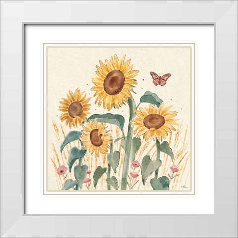 Sunflower Season III Bright White Modern Wood Framed Art Print with Double Matting by Penner, Janelle