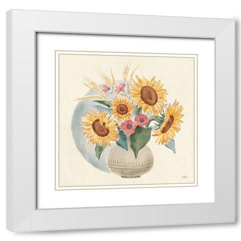 Sunflower Season IV Bright White Modern Wood Framed Art Print with Double Matting by Penner, Janelle