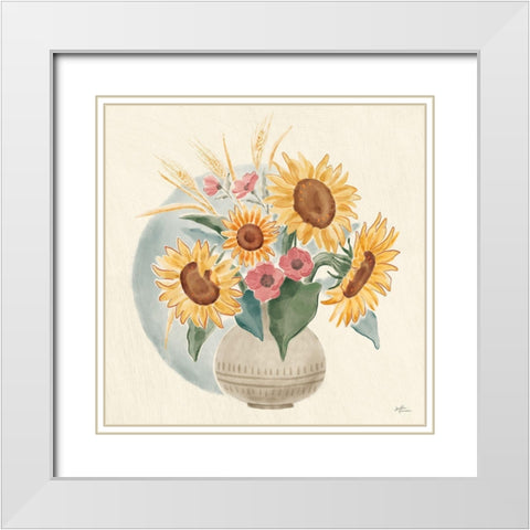 Sunflower Season IV Bright White Modern Wood Framed Art Print with Double Matting by Penner, Janelle