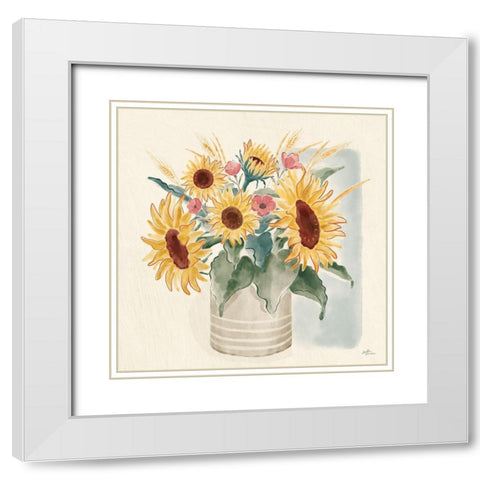 Sunflower Season V Bright White Modern Wood Framed Art Print with Double Matting by Penner, Janelle