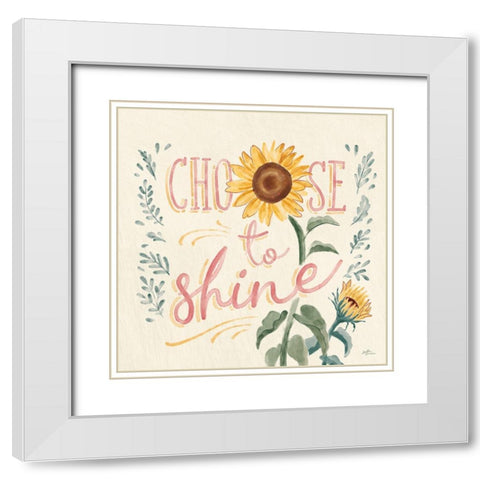 Sunflower Season VII Bright White Modern Wood Framed Art Print with Double Matting by Penner, Janelle