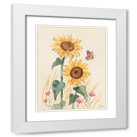 Sunflower Season VIII Bright White Modern Wood Framed Art Print with Double Matting by Penner, Janelle