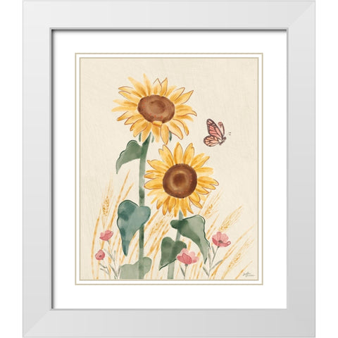 Sunflower Season VIII Bright White Modern Wood Framed Art Print with Double Matting by Penner, Janelle