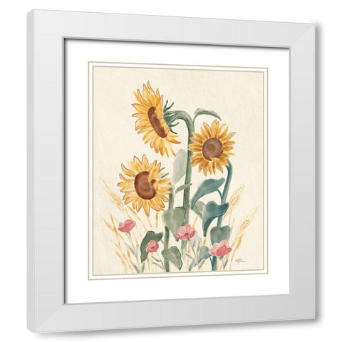 Sunflower Season IX Bright White Modern Wood Framed Art Print with Double Matting by Penner, Janelle