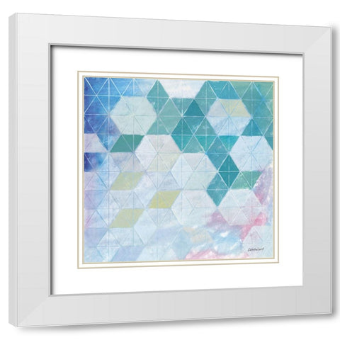 Disappearing Triangles White Modern Wood Framed Art Print with Double Matting by Lovell, Kathrine