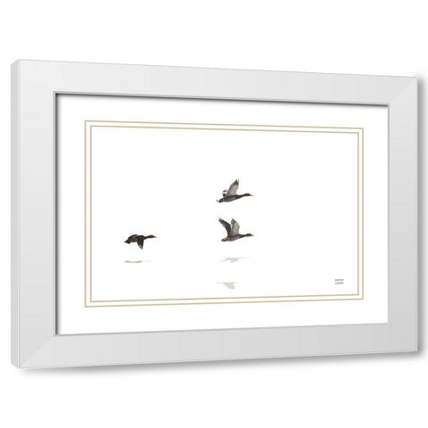Three Departing White Modern Wood Framed Art Print with Double Matting by Larson, Nathan