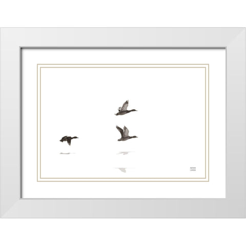 Three Departing White Modern Wood Framed Art Print with Double Matting by Larson, Nathan