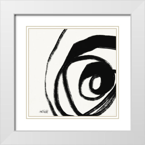 Black and White Abstract III White Modern Wood Framed Art Print with Double Matting by Tavoletti, Anne