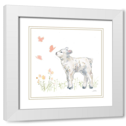 Spring Lamb IV White Modern Wood Framed Art Print with Double Matting by Pete, Katrina