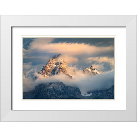 Grand Teton Clouds Color White Modern Wood Framed Art Print with Double Matting by Majchrowicz, Alan