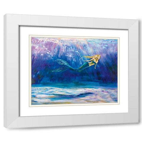 Out for a Swim White Modern Wood Framed Art Print with Double Matting by Vertentes, Jeanette