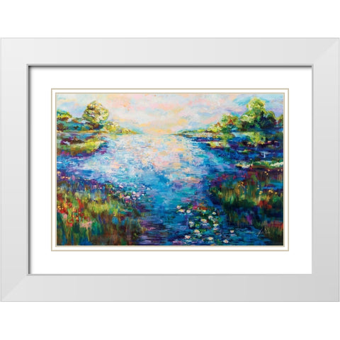 Monet Day White Modern Wood Framed Art Print with Double Matting by Vertentes, Jeanette