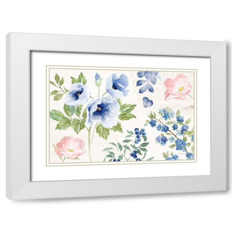 Indigo Petals I White Modern Wood Framed Art Print with Double Matting by Grove, Beth