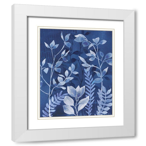 Indigo Petals X White Modern Wood Framed Art Print with Double Matting by Grove, Beth