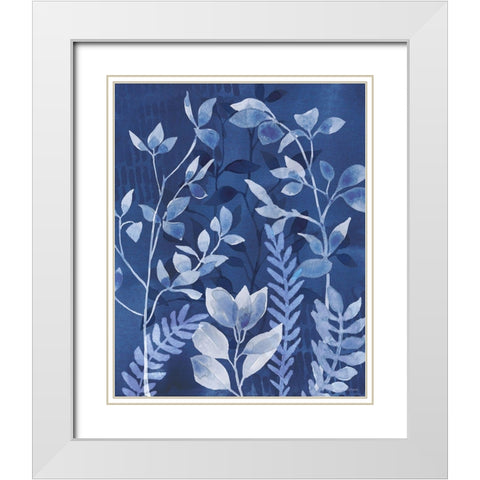 Indigo Petals X White Modern Wood Framed Art Print with Double Matting by Grove, Beth