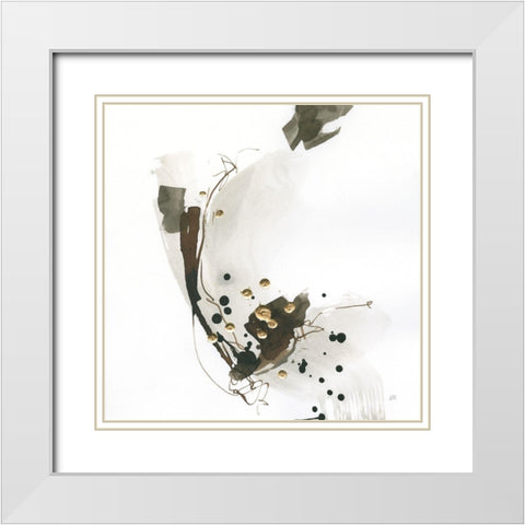 Gold Dots III White Modern Wood Framed Art Print with Double Matting by Paschke, Chris
