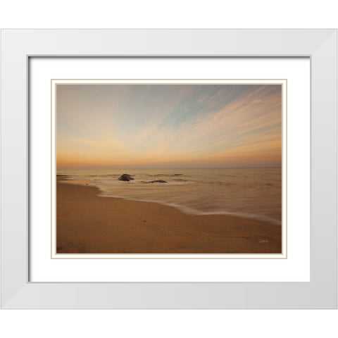 Tranquil Sands Color White Modern Wood Framed Art Print with Double Matting by Aledanda