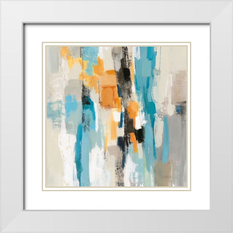 Steps on Sand I Aqua Sq White Modern Wood Framed Art Print with Double Matting by Vassileva, Silvia