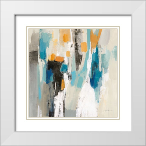 Steps on Sand II Aqua Sq White Modern Wood Framed Art Print with Double Matting by Vassileva, Silvia