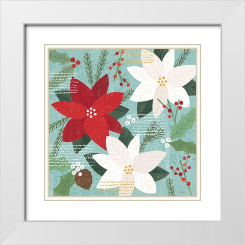 Mod Holiday III White Modern Wood Framed Art Print with Double Matting by Charron, Veronique